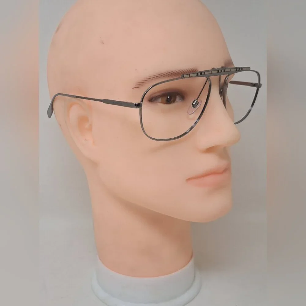 Burberry Men's Aviator Sunglasses Frames Only Pilot Check Metal B3121 59-17-145 - Picture 6 of 15